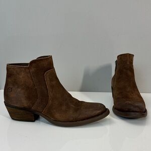 Born Brown Leather McKenzie Booties Size 6.5